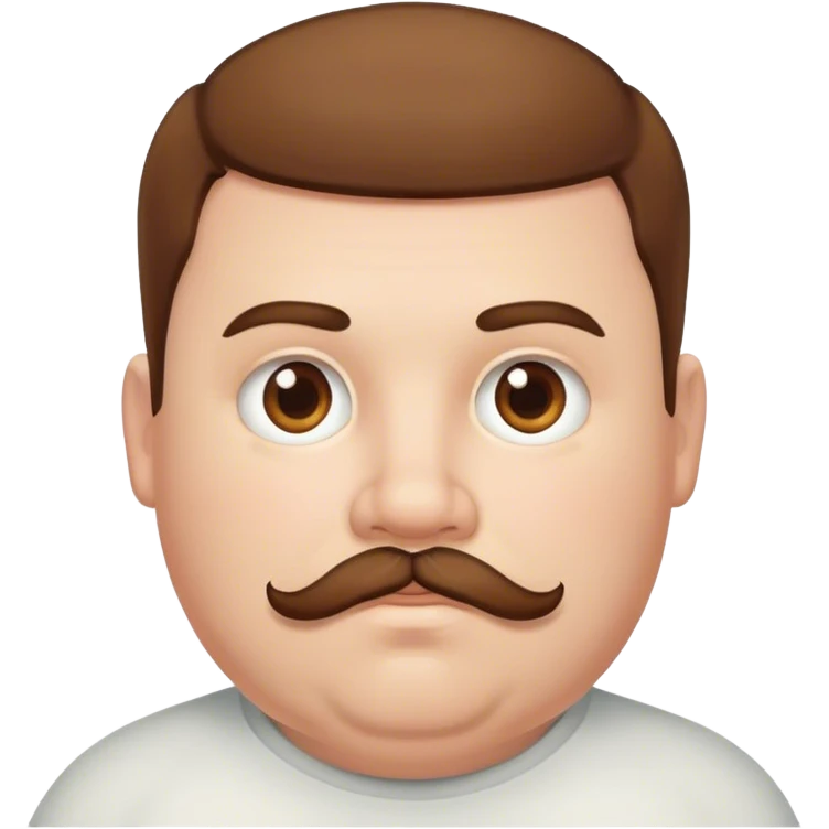 Fat white boy, short brown hair, shaved beard and mustache emoji