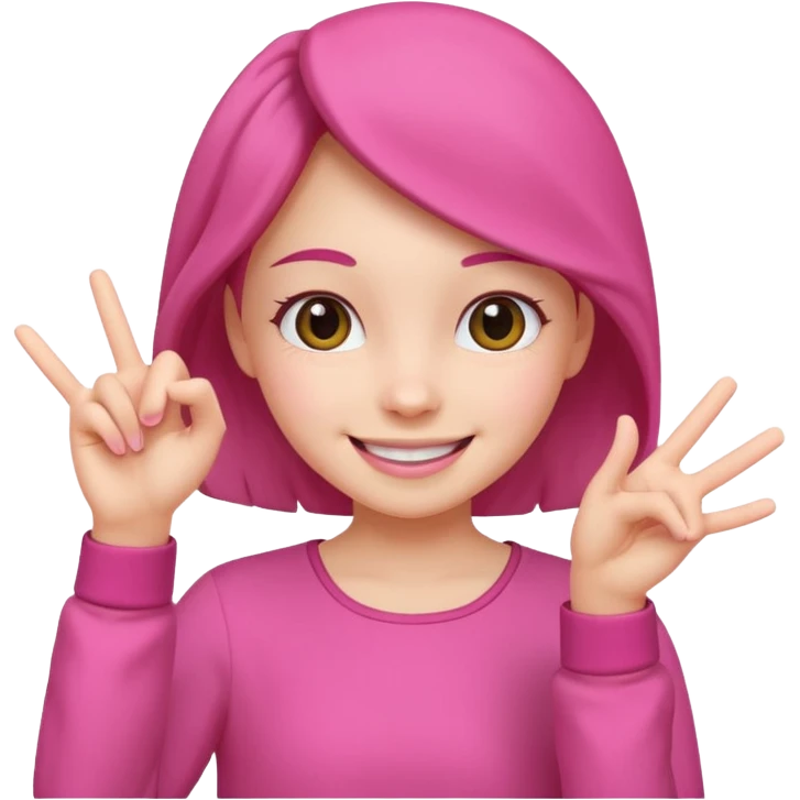 cheerful smile girl with cheerful hand gesture, make them cute, with pink cloth emoji