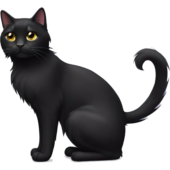 long hair black cat emoji