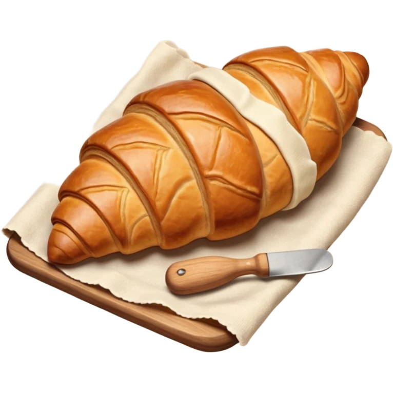 Baking humanless avatar in clean vibrant style illustration. Fresh croissant and rolling pin, warm golden tones, simple shapes, flat design, high contrast, cozy and friendly. emoji