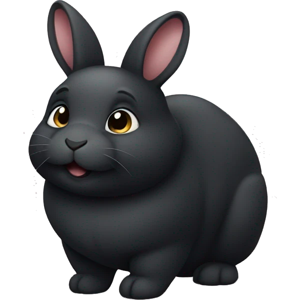Chubby cute black bunny emoji
