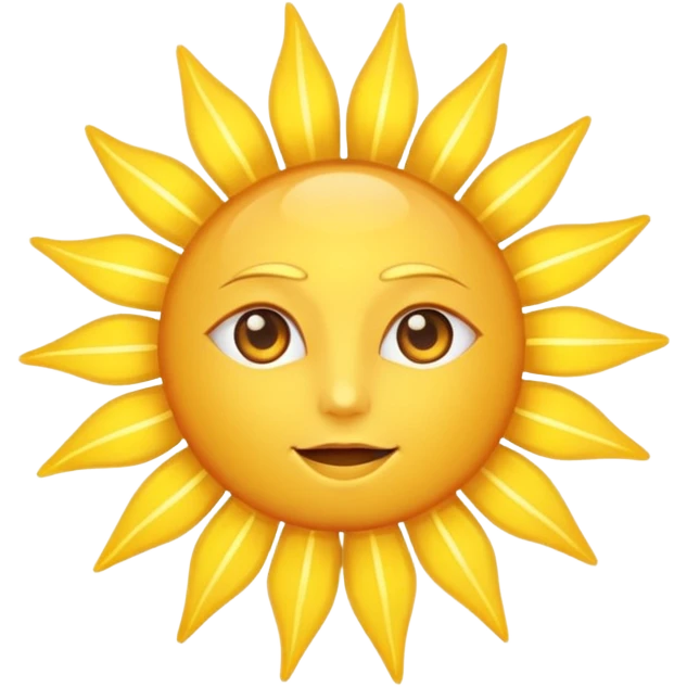 A large, bright sun, with an intense yellow center and golden rays surrounding it, illuminated and vibrant. Take your eyes and mouth away.Faceless  emoji
