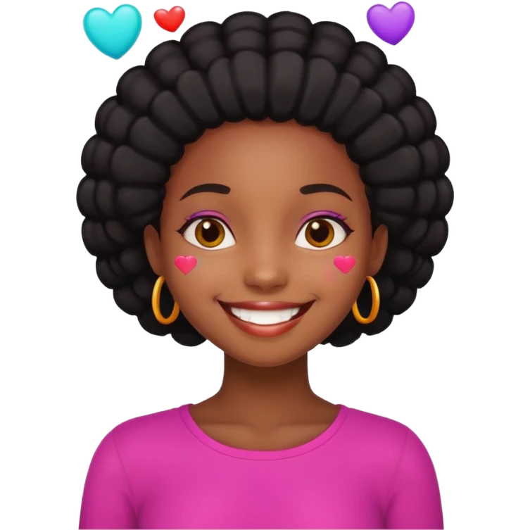 Black giri with happy hearts emoji