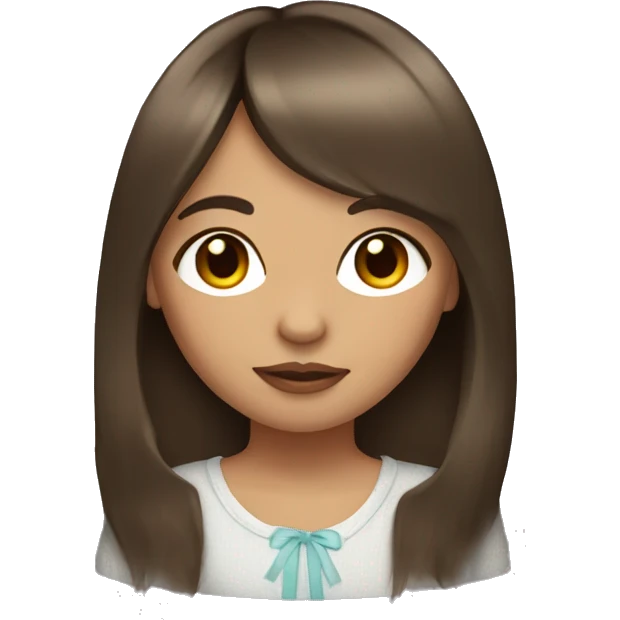 Girl with straight brown hair with curtain bangs and light skin  emoji