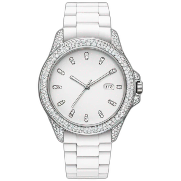 white hand watch with white crystal  emoji