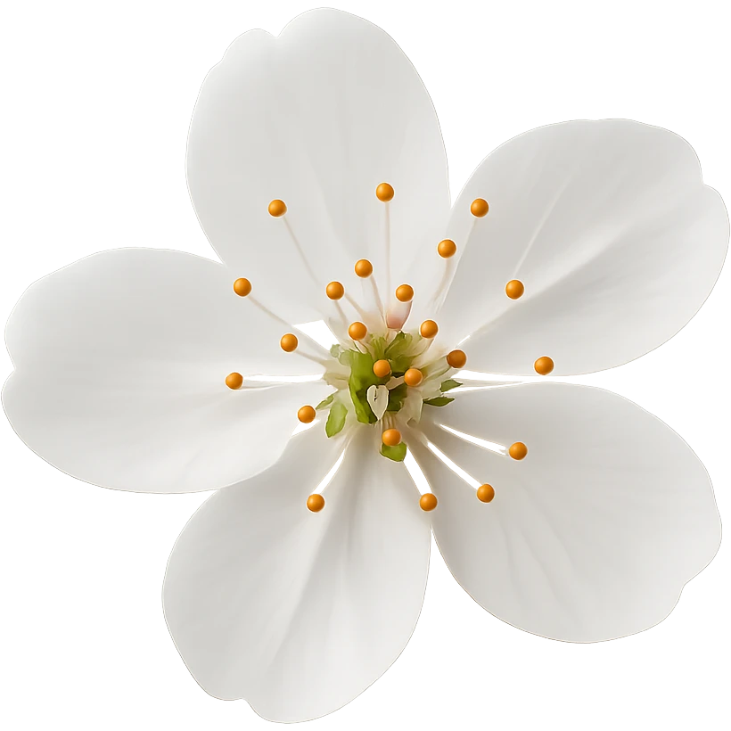 show  one white cherry blossom, remove background emoji