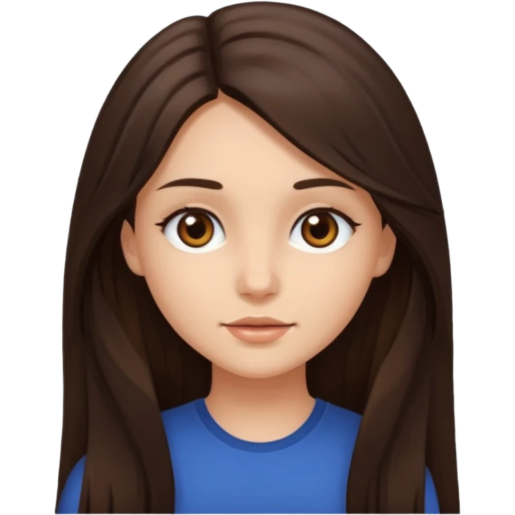 Make me a brunette girl, with brown (dark) eyes and long, loose hair emoji