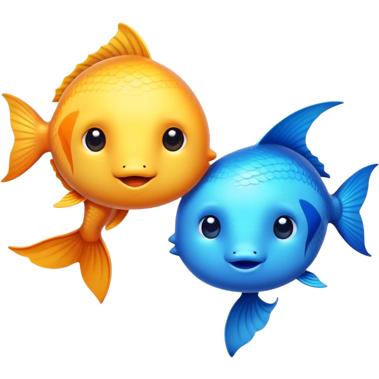 cute fish swimming into a pisces symbol emoji