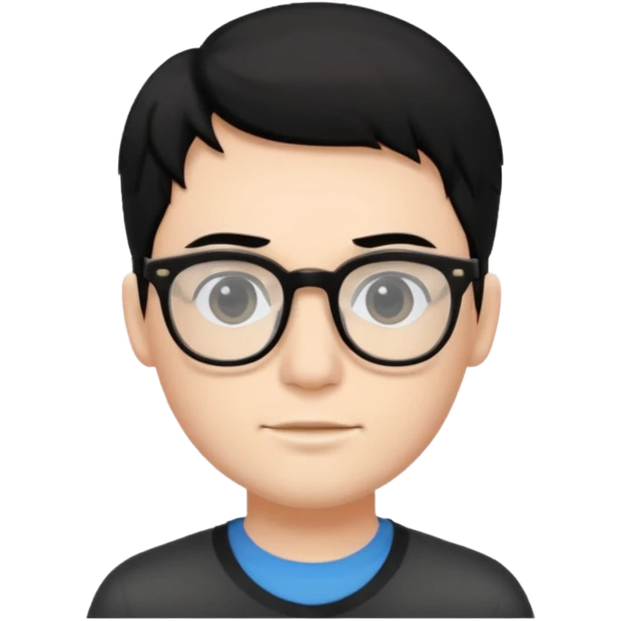 very handsome and very white as a color skin boy with black hair and glasses  emoji