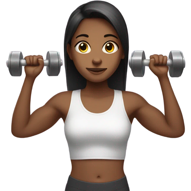 A girl on a scale holding weights  emoji
