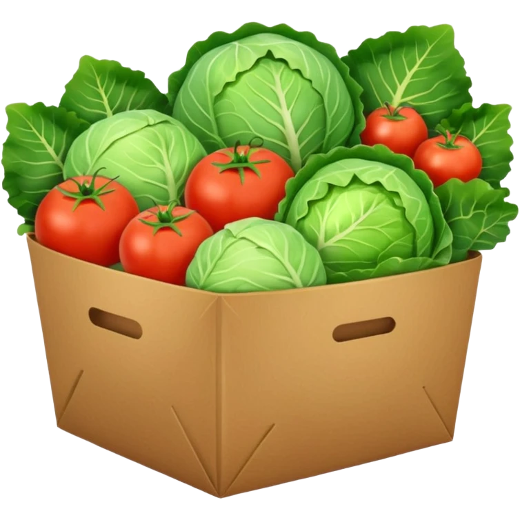 brown grocery pack inside cabbage fruits tomatoes sweets

 emoji