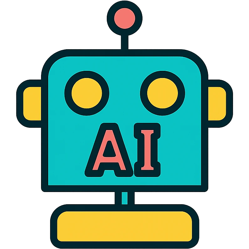 robot ai, color outline icon style emoji