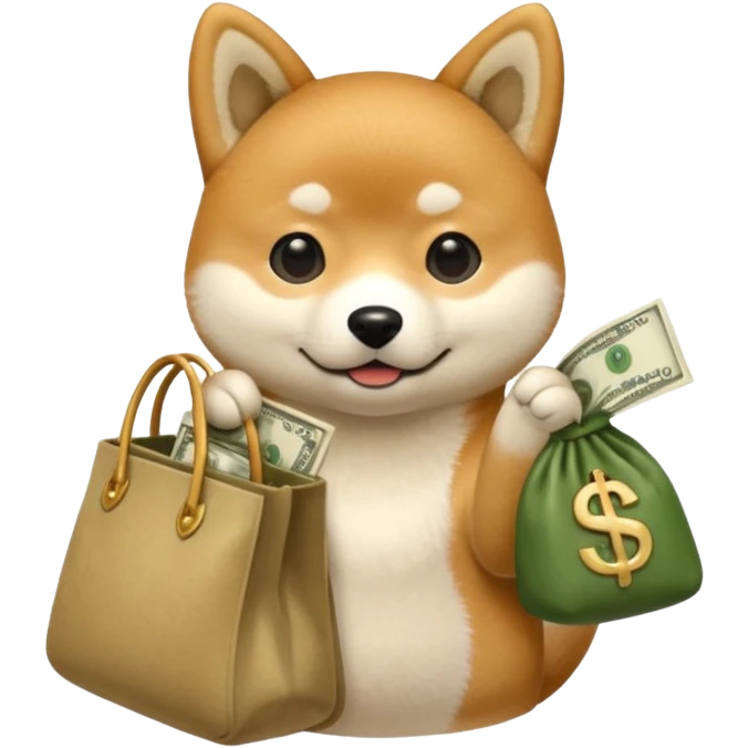 shiba inu holding a bag of money emoji