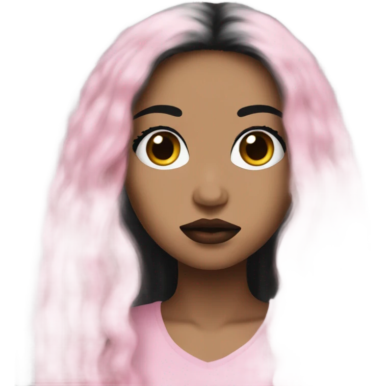 Black eyes, long black hair lips pink  emoji