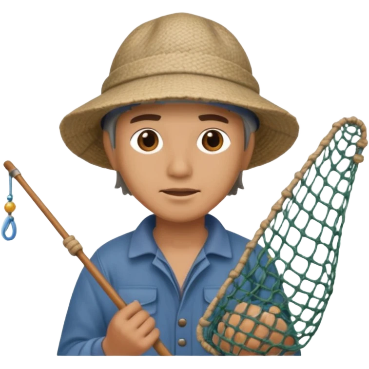 a fisherman is casting the fishing net emoji