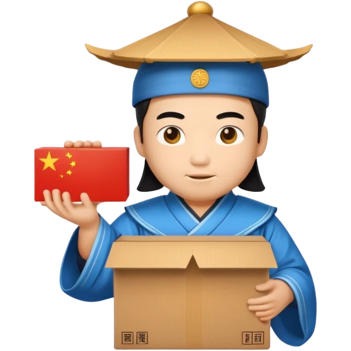 chinese Ming god hold carton box emoji