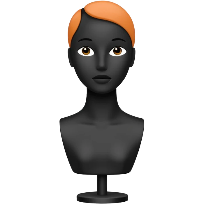 Minimalistic flat vector icon, iOS style, thin black contour on white background. Matte black mannequin in front of in 3D monochrome style. emoji