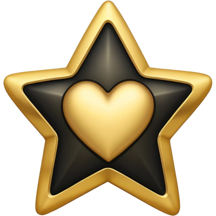 A star with a heart inside, golden and black emoji