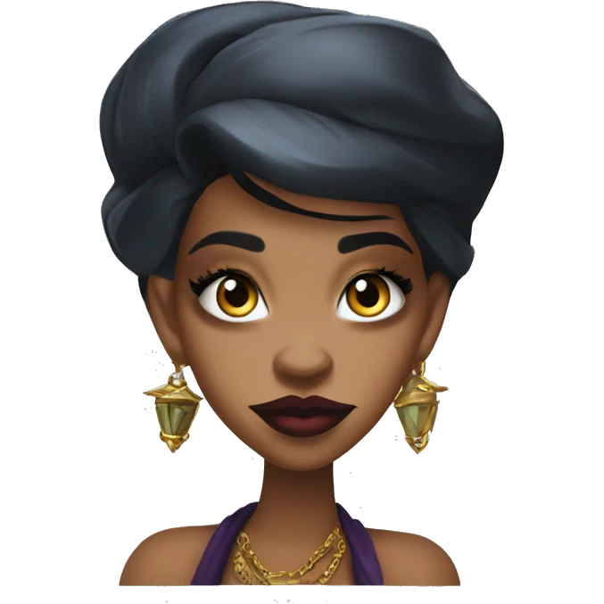 Warcraft Rihanna gem collector in Uncle Scrooge style, mysterious eyes, intricate lips, masterpiece pose emoji