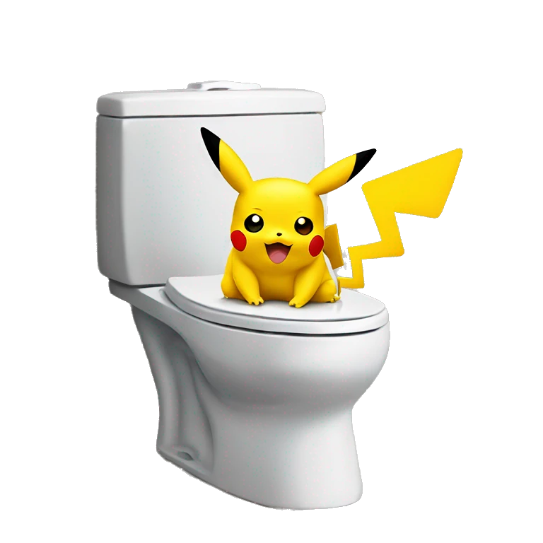 Pikachu sitting on a toilet emoji
