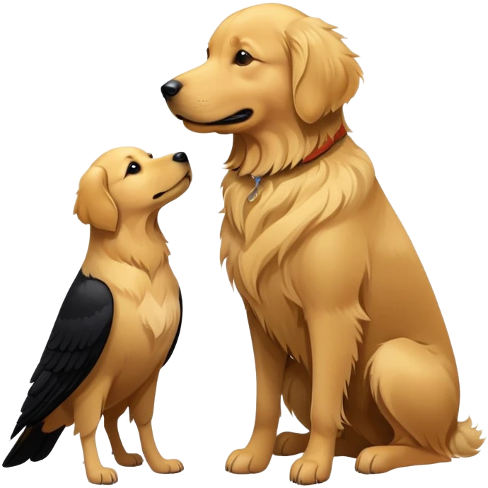 a crow and golden retriever emoji