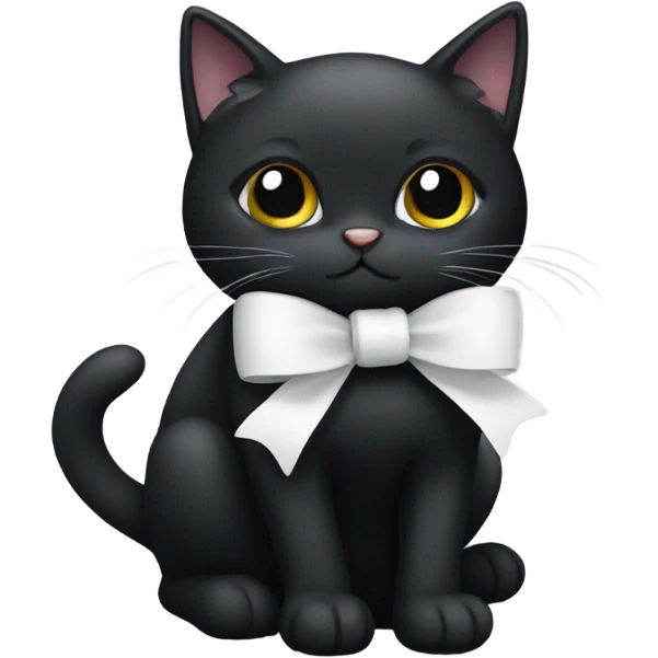 black cat with a white bow emoji
