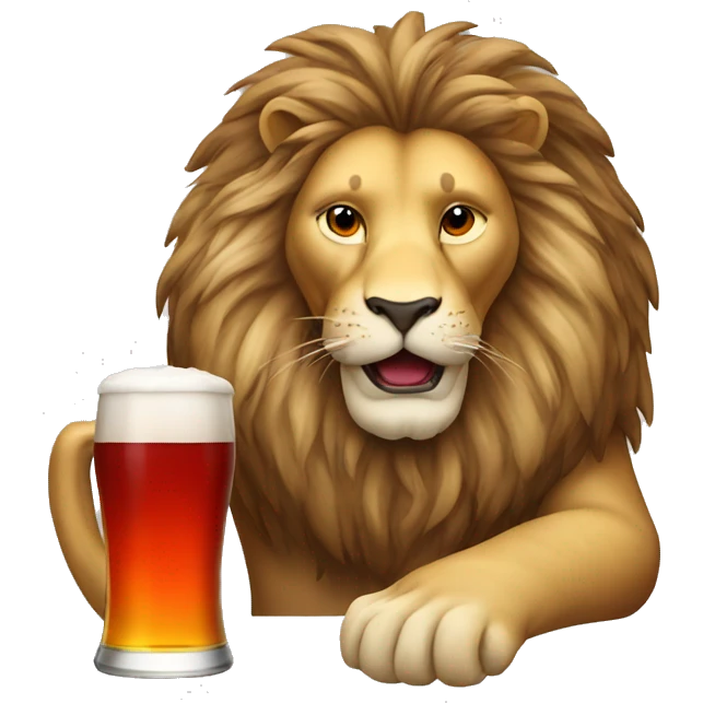 Lion drinking beer red emoji