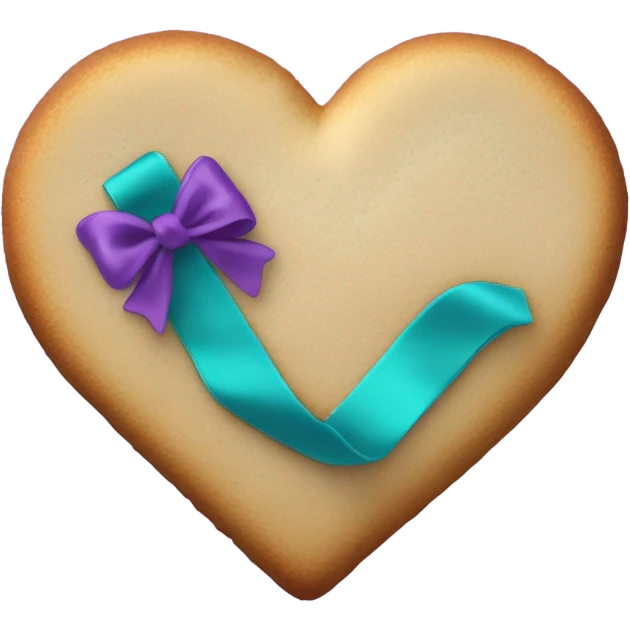 Cookie heart with teal purple awareness ribbon emoji