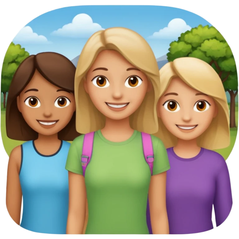 smiling girl with friends outdoors emoji