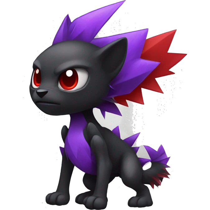 Black and purple and red edgy punk vernid Fakemon full body emoji