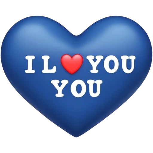 Dark Blue heart with the words I Love You Ry in the middle  emoji
