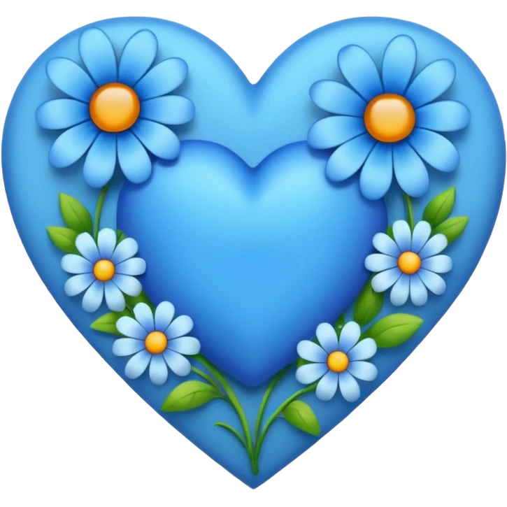 blue heart with flowers emoji