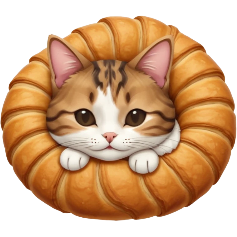 dark brown tabby and white cat in crossaint position upside down with eyes closed emoji