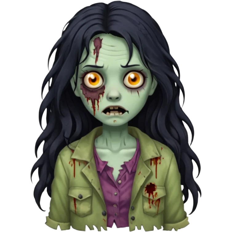 garota zumbi com cabelo preto ondulado longo  emoji