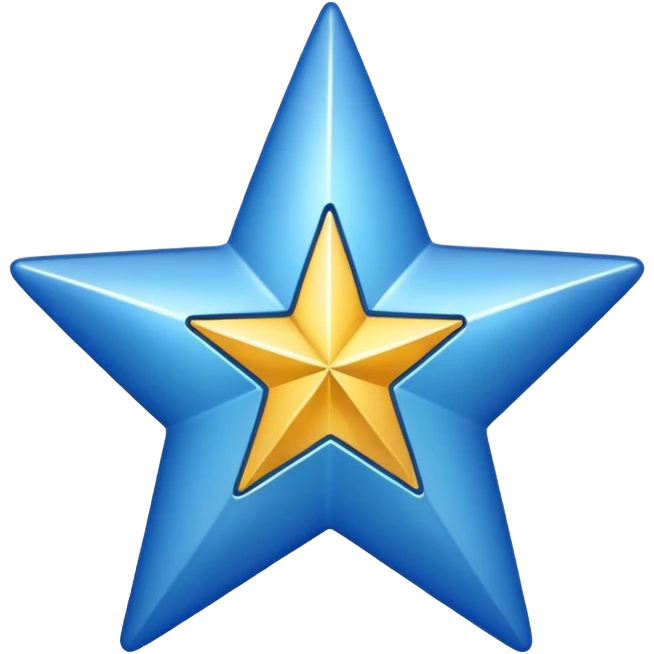 generate an emoji with a white tick in between a blue star having 11 points  emoji