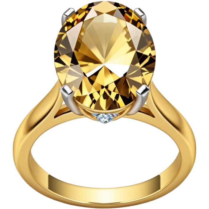 a luxurious gold diamond ring, plain band and large oval diamond stone emoji