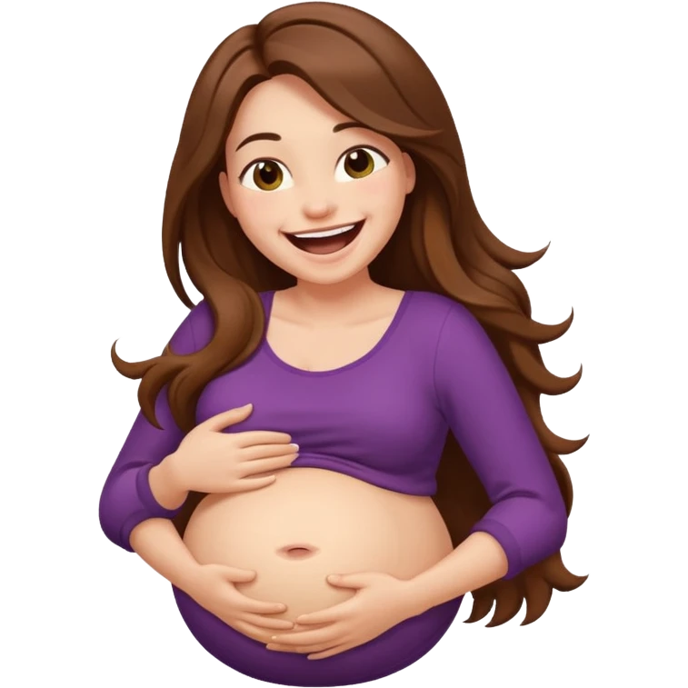 Long brown hair woman laughing so hard that she’s holding her belly emoji