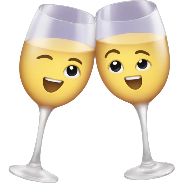 Cute wine glasses making a toast emoji