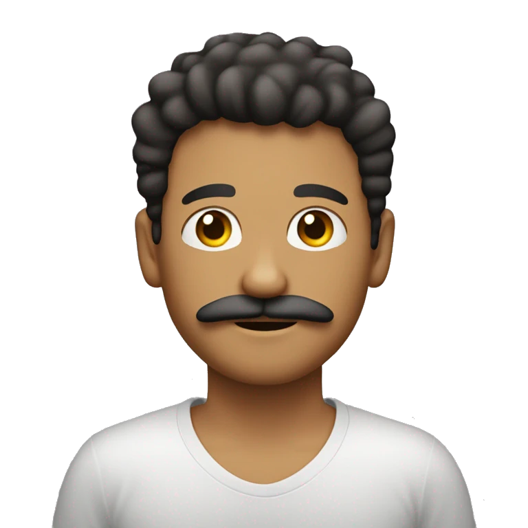 Joven de pelo corto y rizado con bigote emoji