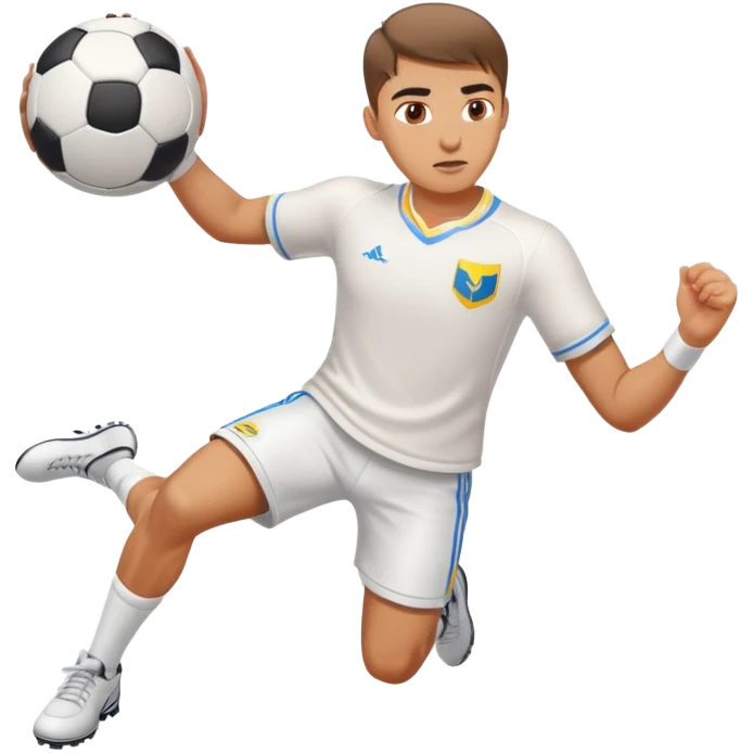 Ukrainian young man in a white embroidered shirt playing sports emoji