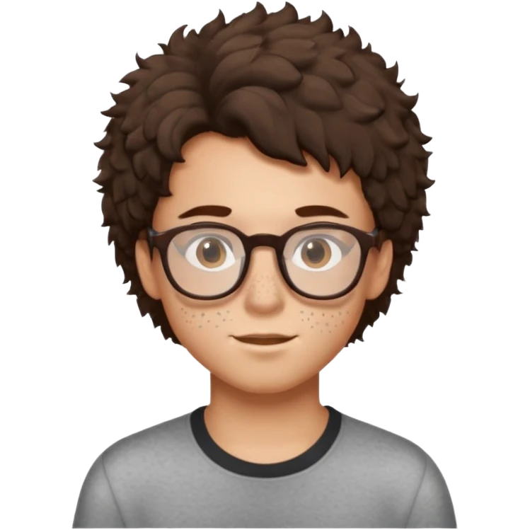 brunette fluffly hair boy with freckles and brown eyes handsome GLASSES NO PART emoji