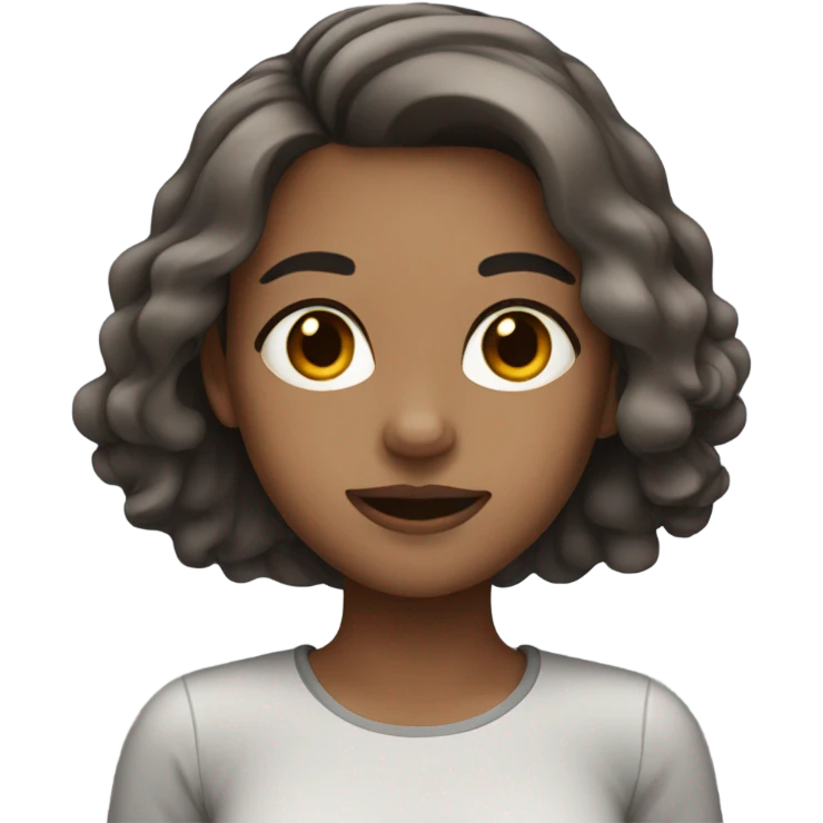 Girl with brown hair and dark gray highlights emoji