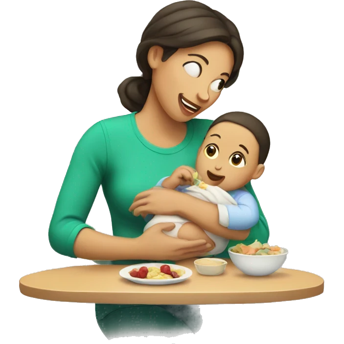 Mom with baby eating emoji
