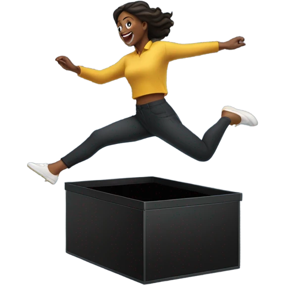 woman jumping on black box emoji