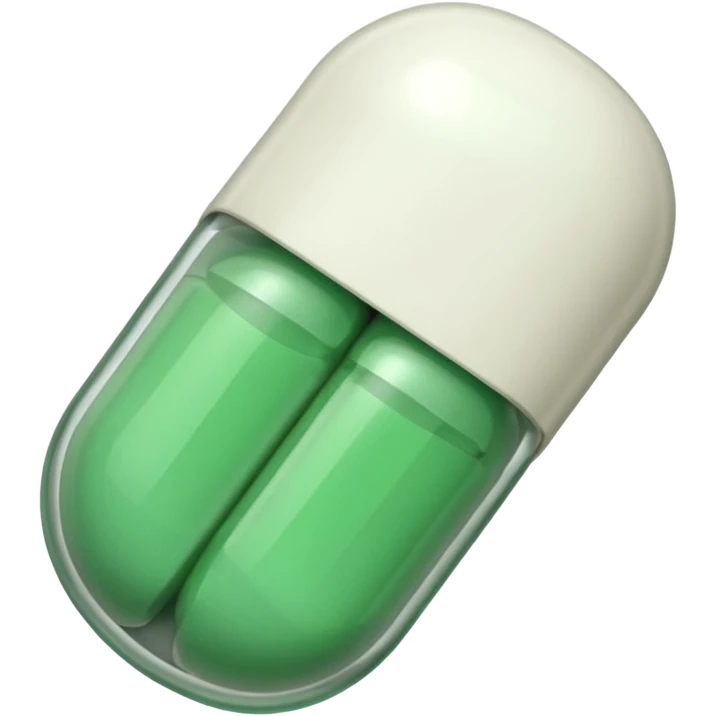 a single pill, half white and half green, simple emoji