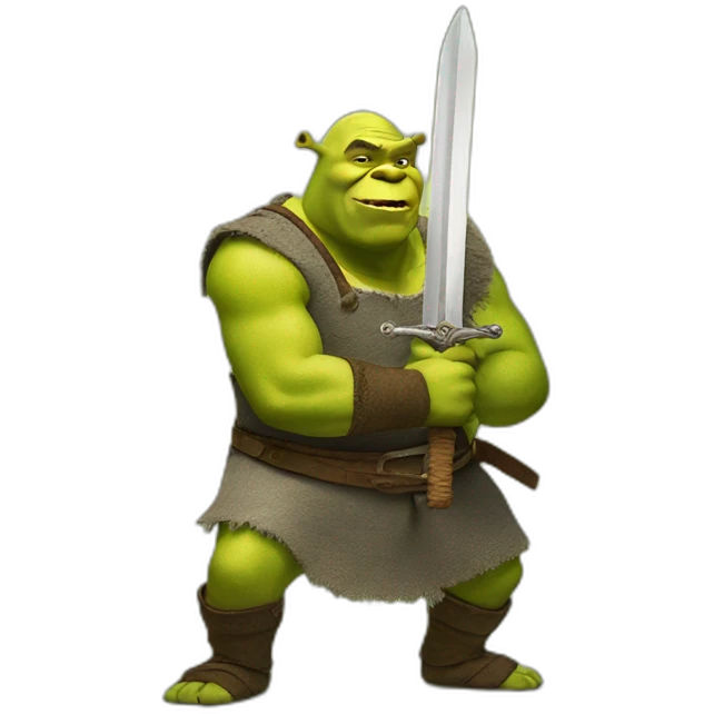 Shrek with a sword emoji