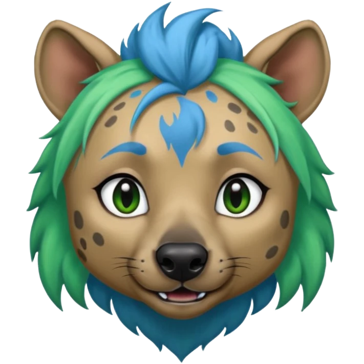 hyena with feminine  blue and green hair emoji