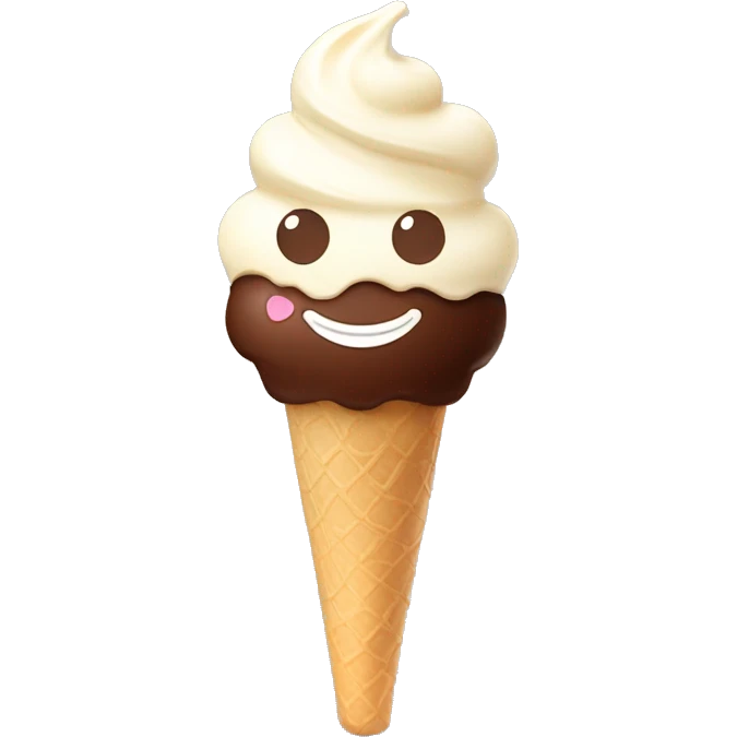 ice cream on a stick with chocolate flat shape with a good mood emoji