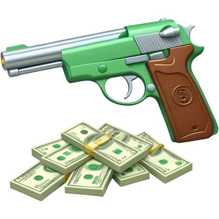 cash gun shooting dollar bills emoji