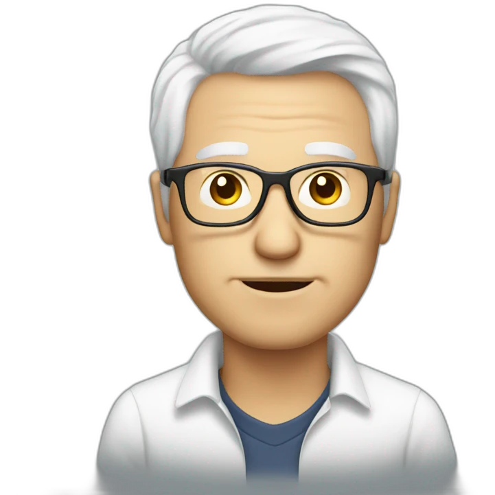 white hair middle age white man with glasses working on smartphone emoji